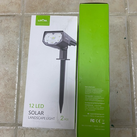 LITOM 12 LED Solar Pathway Light IP67 Waterproof Lamp Outdoor 2pk BNIB - Picture 4 of 5